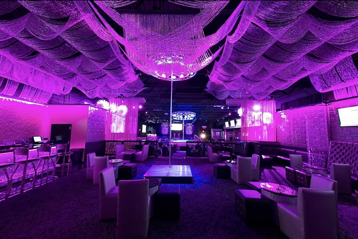 Private VIP room with crystal ceiling, stage and lounge seating at The Gold Room Chicago