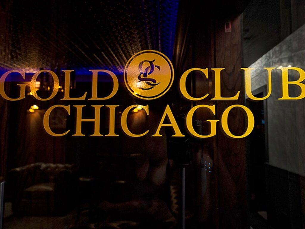 The Gold Room Chicago logo with a martini glass and dancer silhouette.