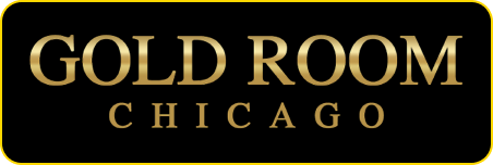 Exterior view of the Gold Room Chicago strip club sign.